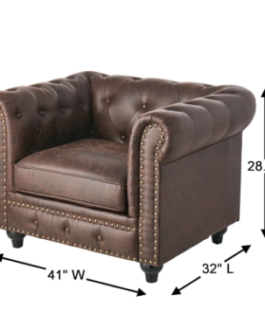 Chesterfield Brown Faux Leather Tufted Armchair